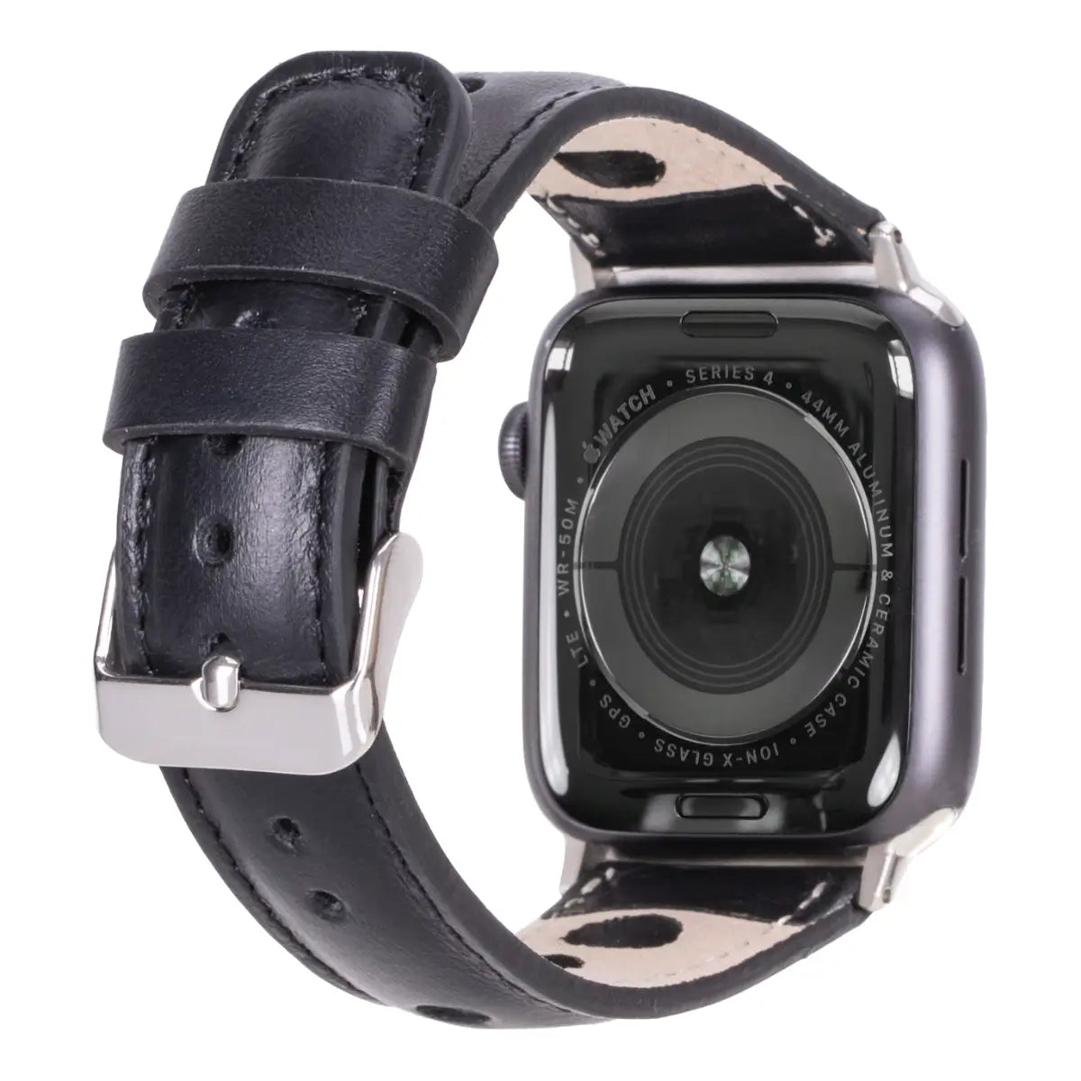 Black Leather Rally Apple Watch Band