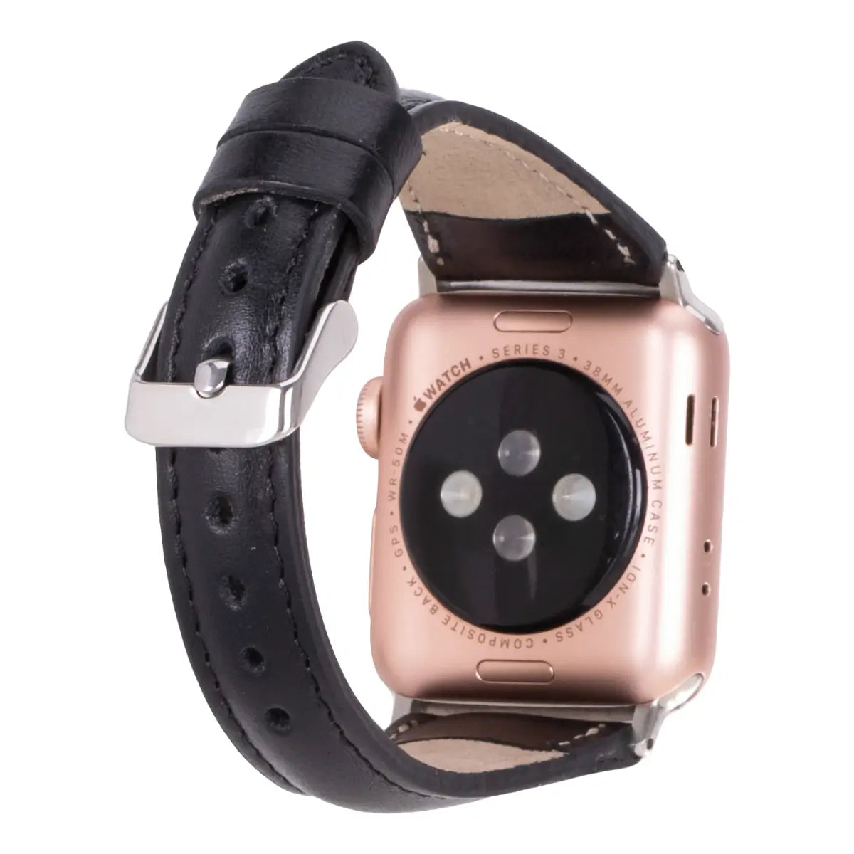 Black Leather Slim Apple Watch Band