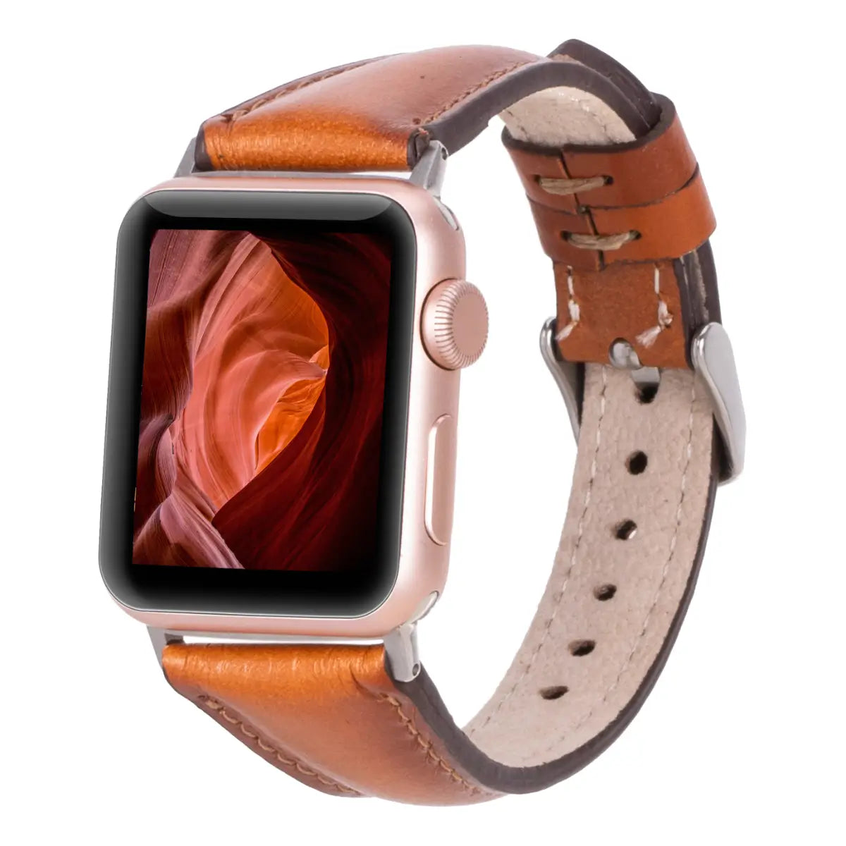 Burnished Tan Leather Slim Apple Watch Band