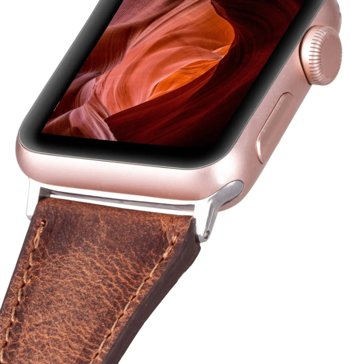 Antic Brown Leather Slim Apple Watch Band