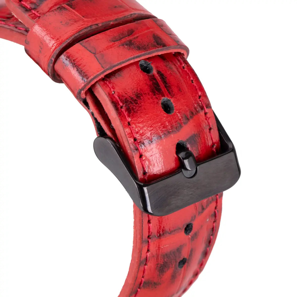 Red Croco Pattern Leather Classic Apple Watch Band