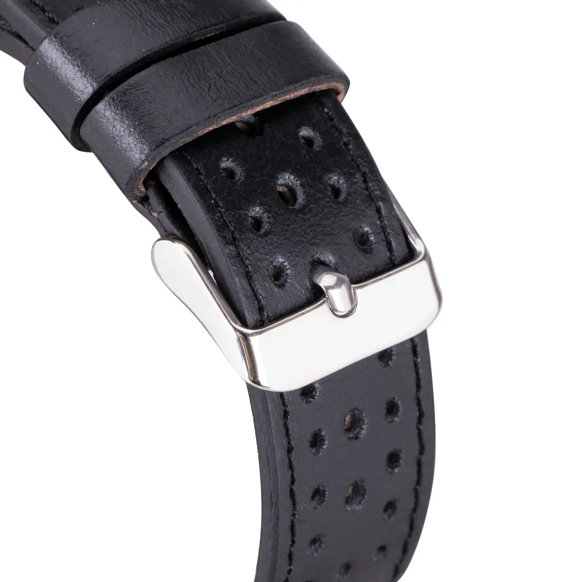 Black Leather Rally Apple Watch Band