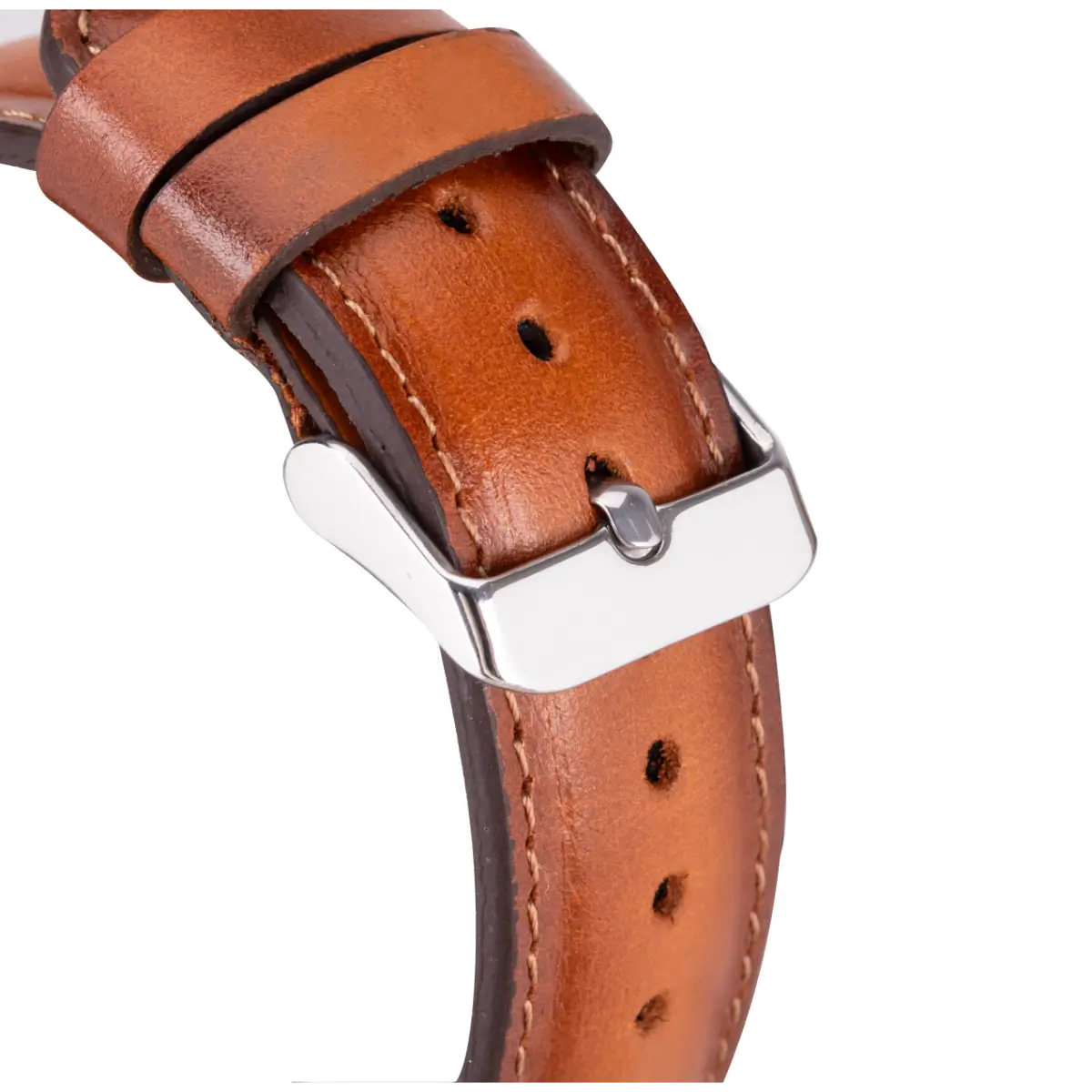 Burnished Tan Black Leather Rally Apple Watch Band