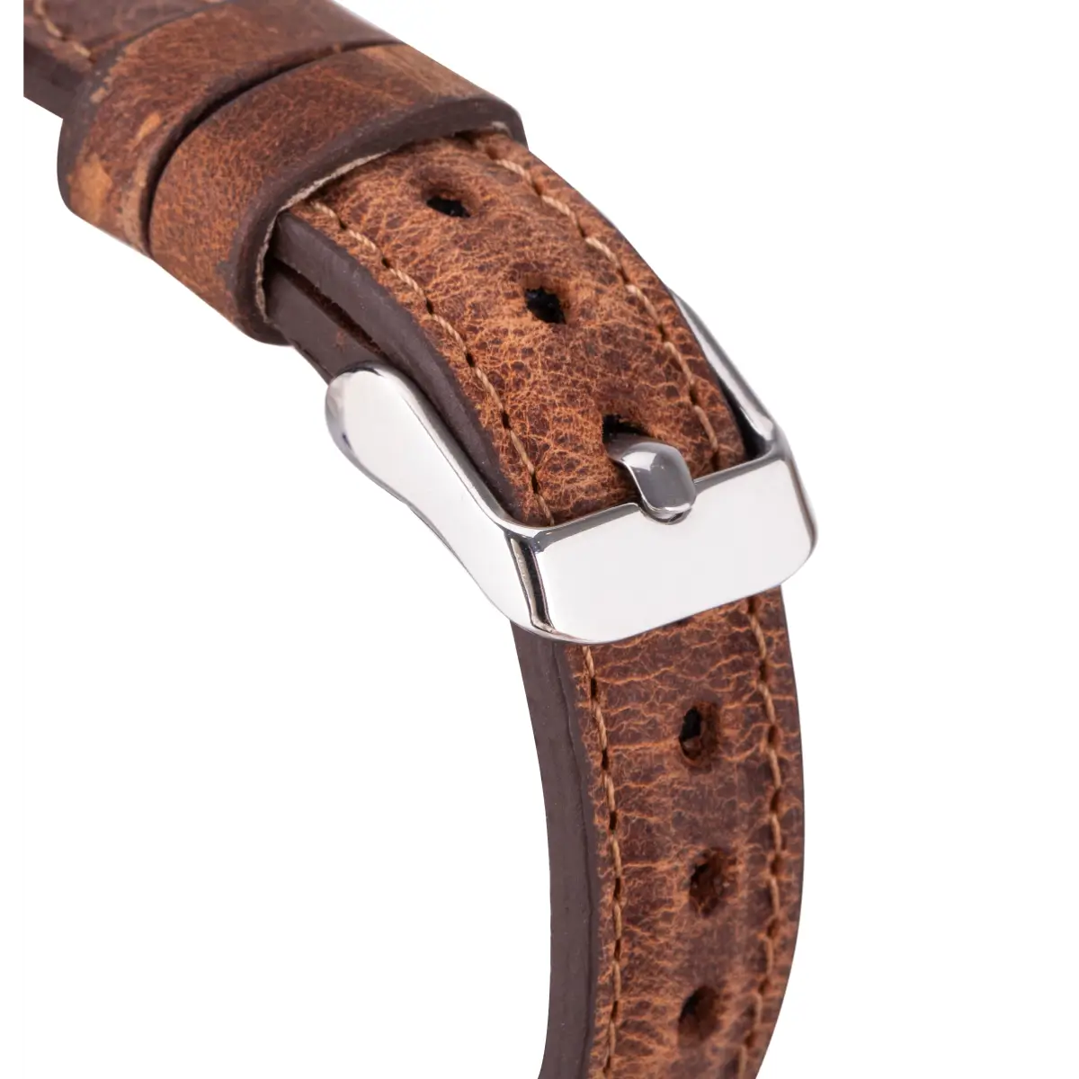 Antic Brown Leather Slim Apple Watch Band