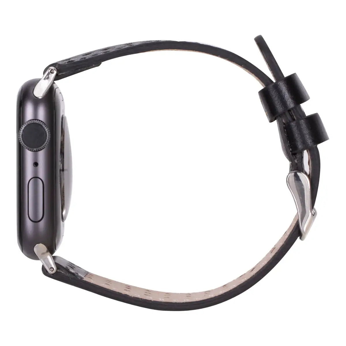 Black Leather Rally Apple Watch Band