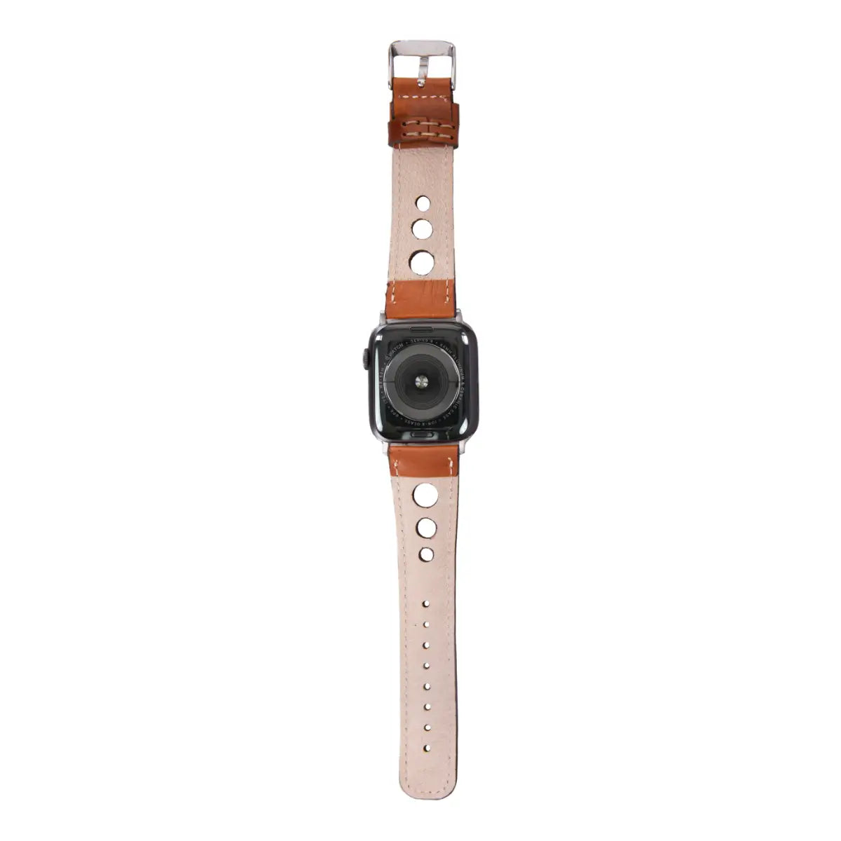 Burnished Tan Black Leather Rally Apple Watch Band