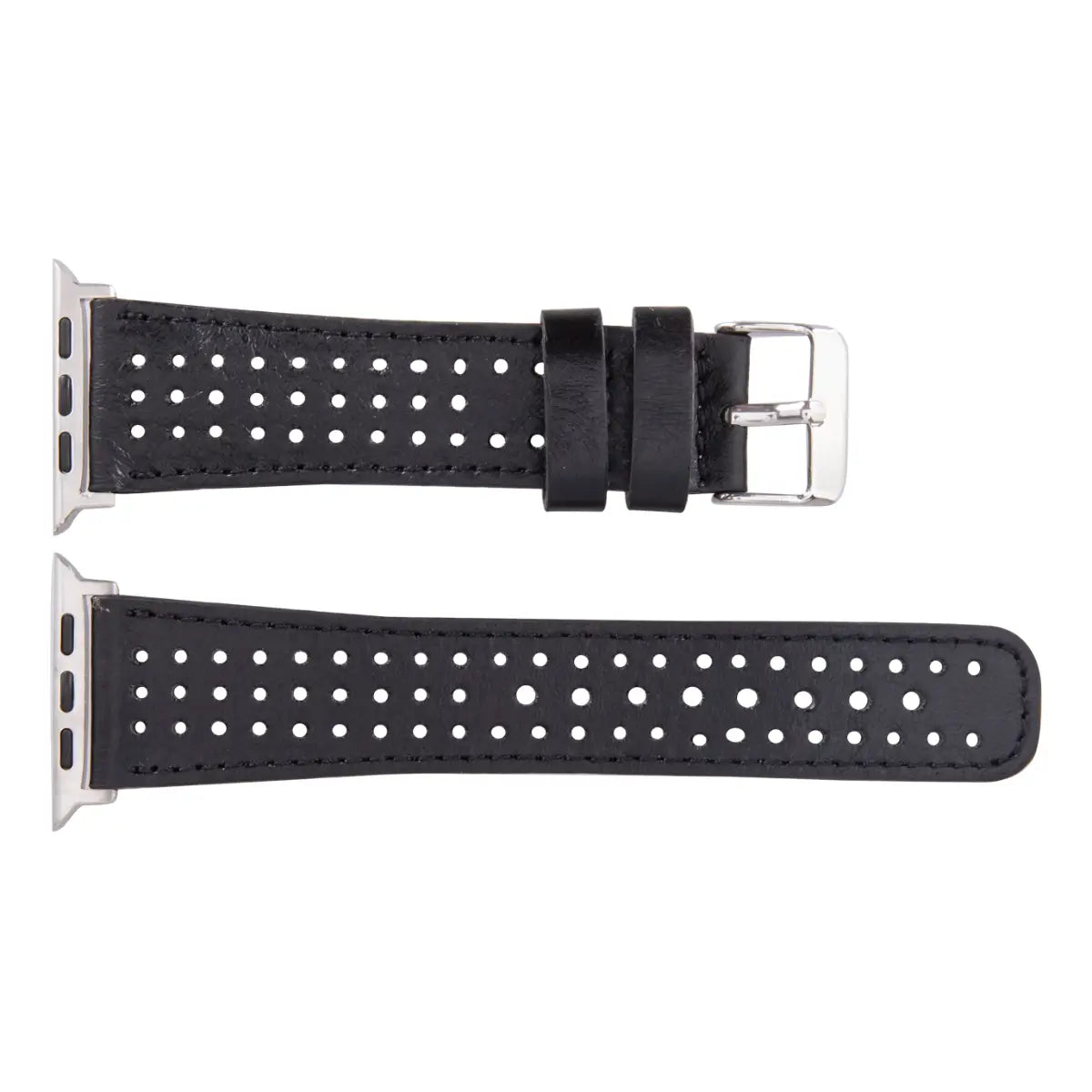 Black Leather Rally Apple Watch Band