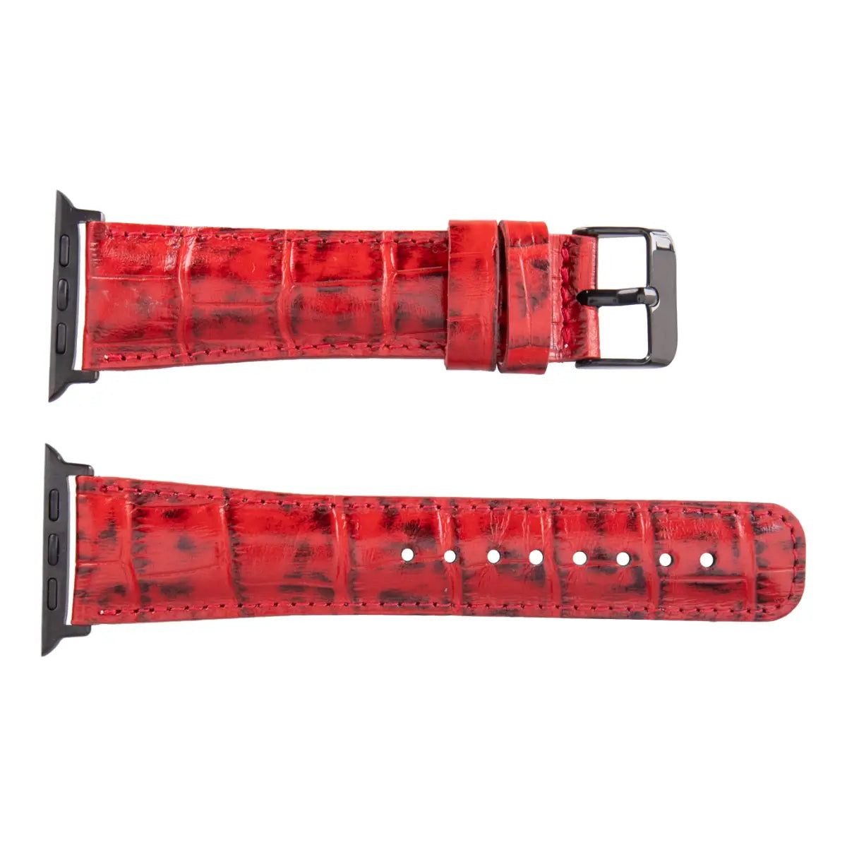 Red Croco Pattern Leather Classic Apple Watch Band