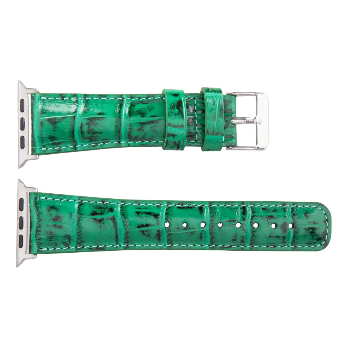 Green Croco Pattern Leather Classic Apple Watch Band