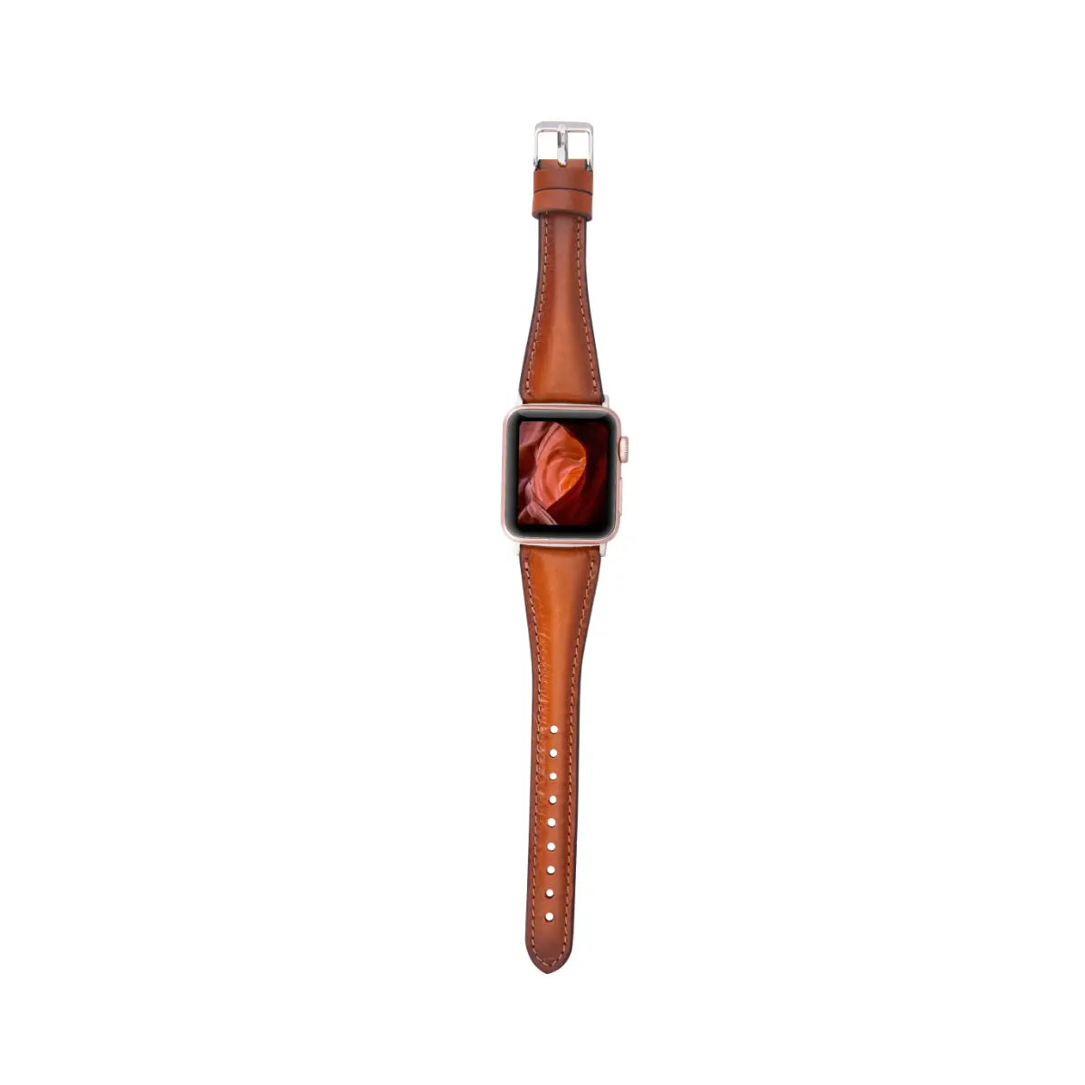 Burnished Tan Leather Slim Apple Watch Band