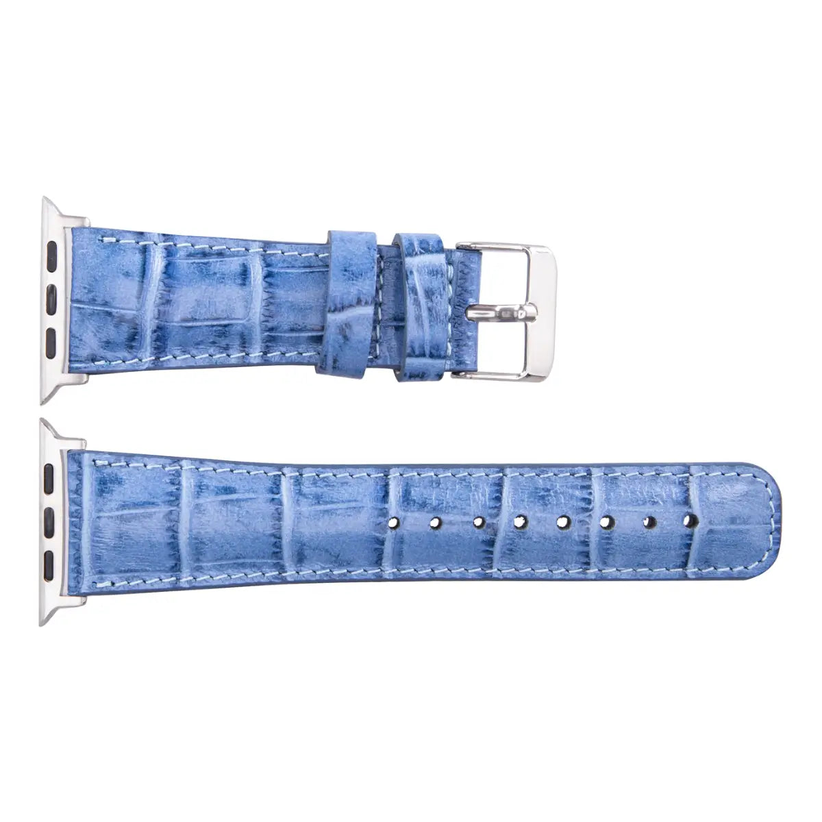 Blue Croco Pattern Leather Classic Apple Watch Band