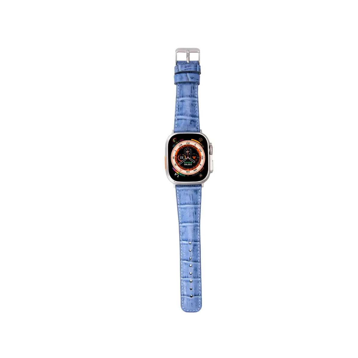 Blue Croco Pattern Leather Classic Apple Watch Band