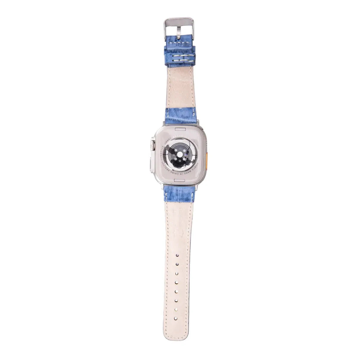 Blue Croco Pattern Leather Classic Apple Watch Band