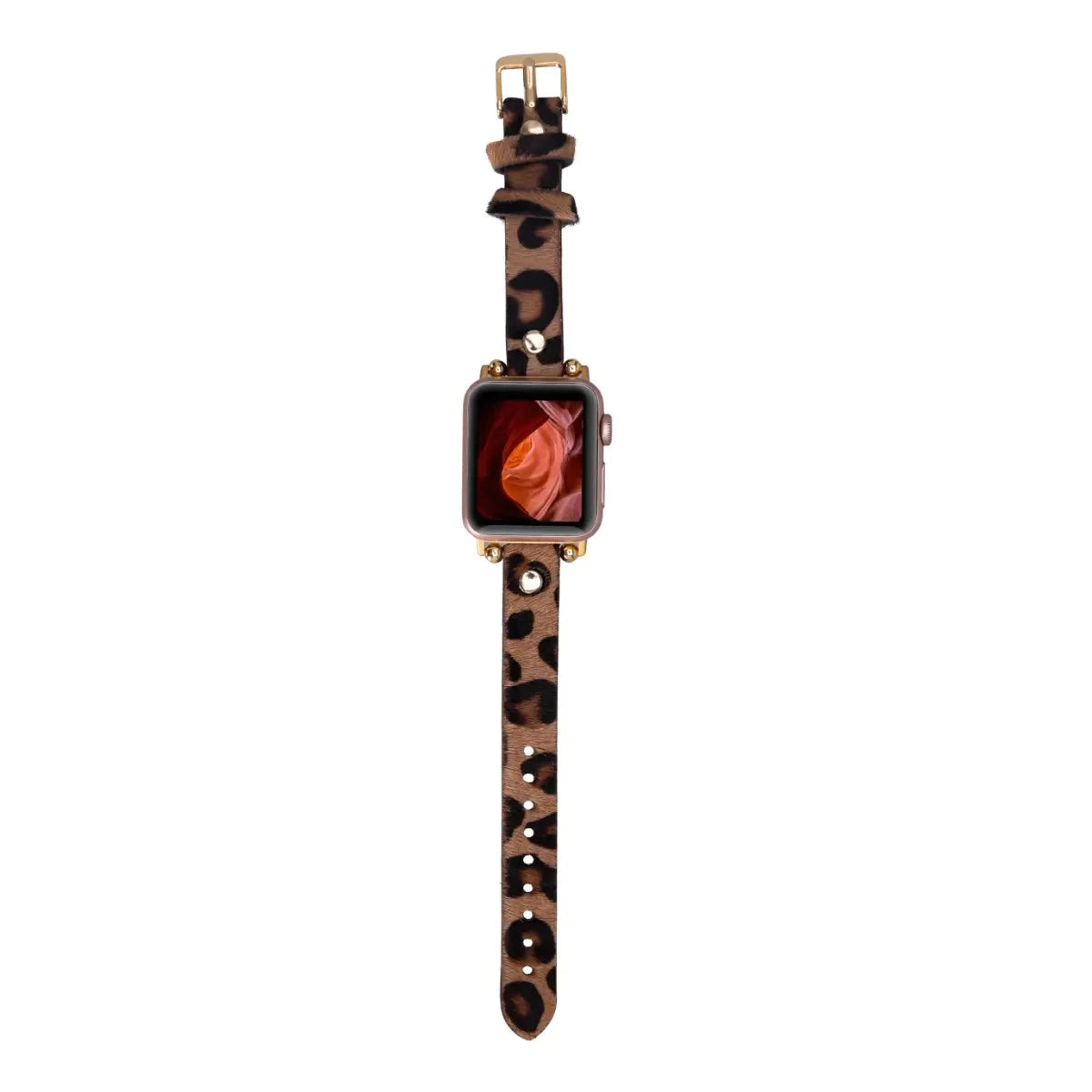 Leopard Pattern Leather Ultra Slim Apple Watch Band