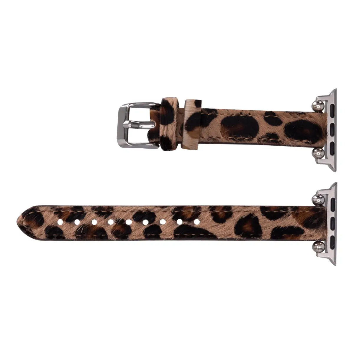 Furry Leopard Pattern Leather Ultra Slim Apple Watch Band