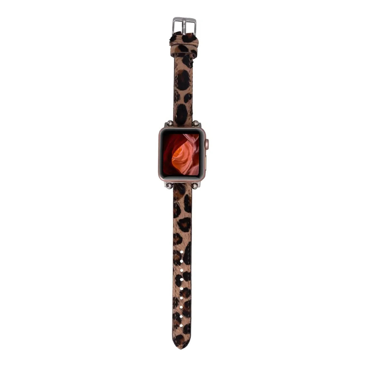 Furry Leopard Pattern Leather Ultra Slim Apple Watch Band