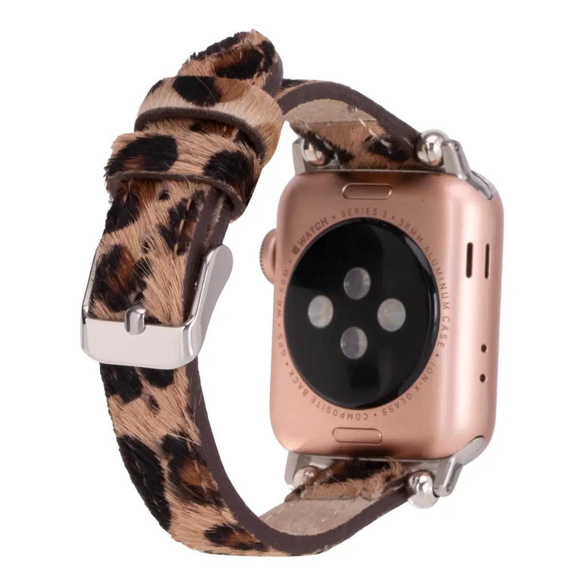 Furry Leopard Pattern Leather Ultra Slim Apple Watch Band