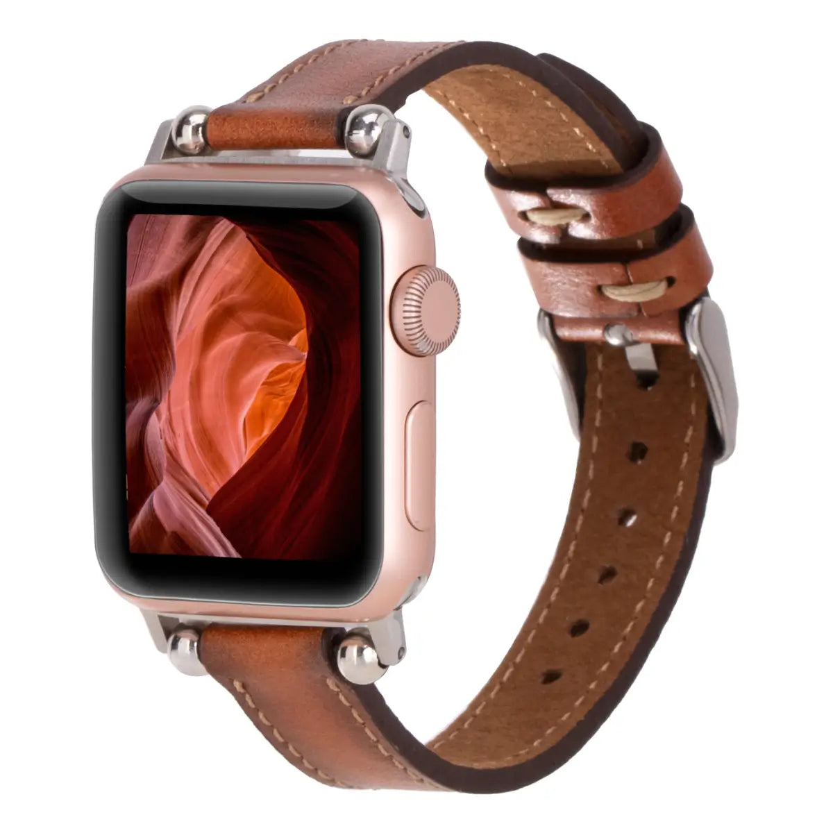 Brown Leather Ultra Slim Apple Watch Band