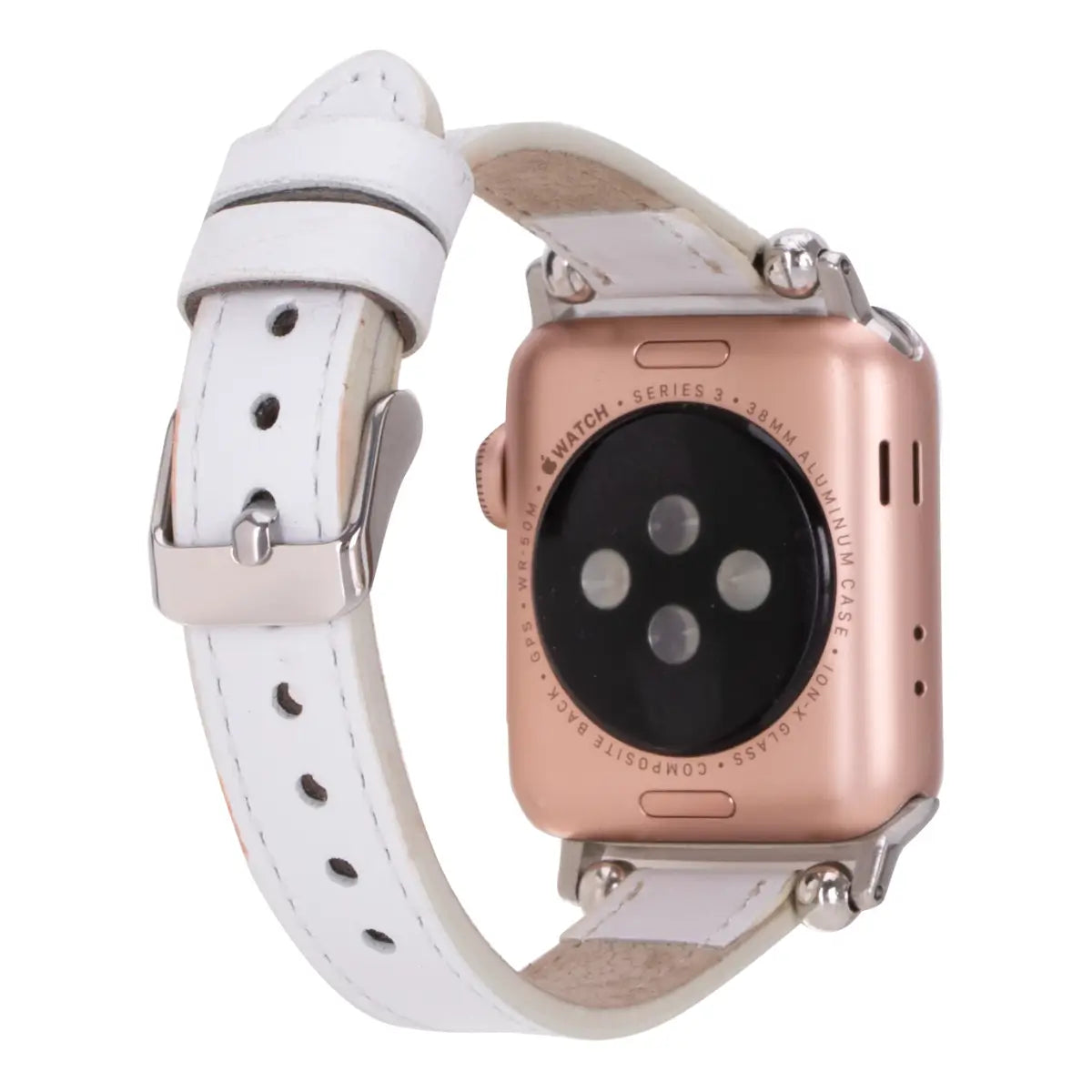 White Leather Ultra Slim Apple Watch Band