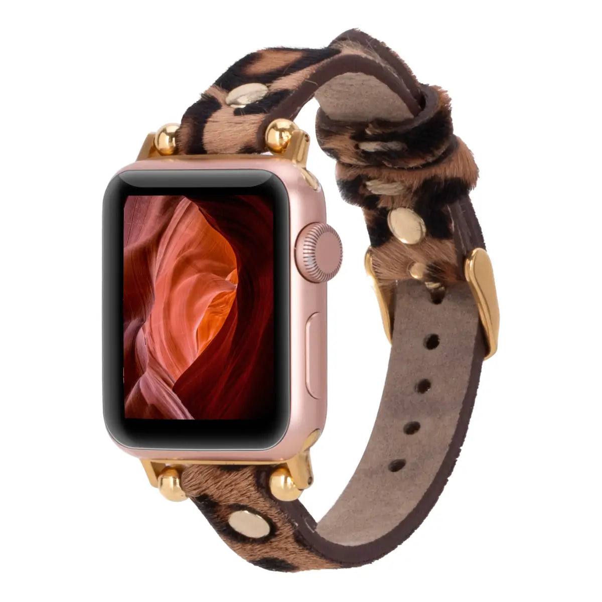 Leopard Pattern Leather Ultra Slim Apple Watch Band