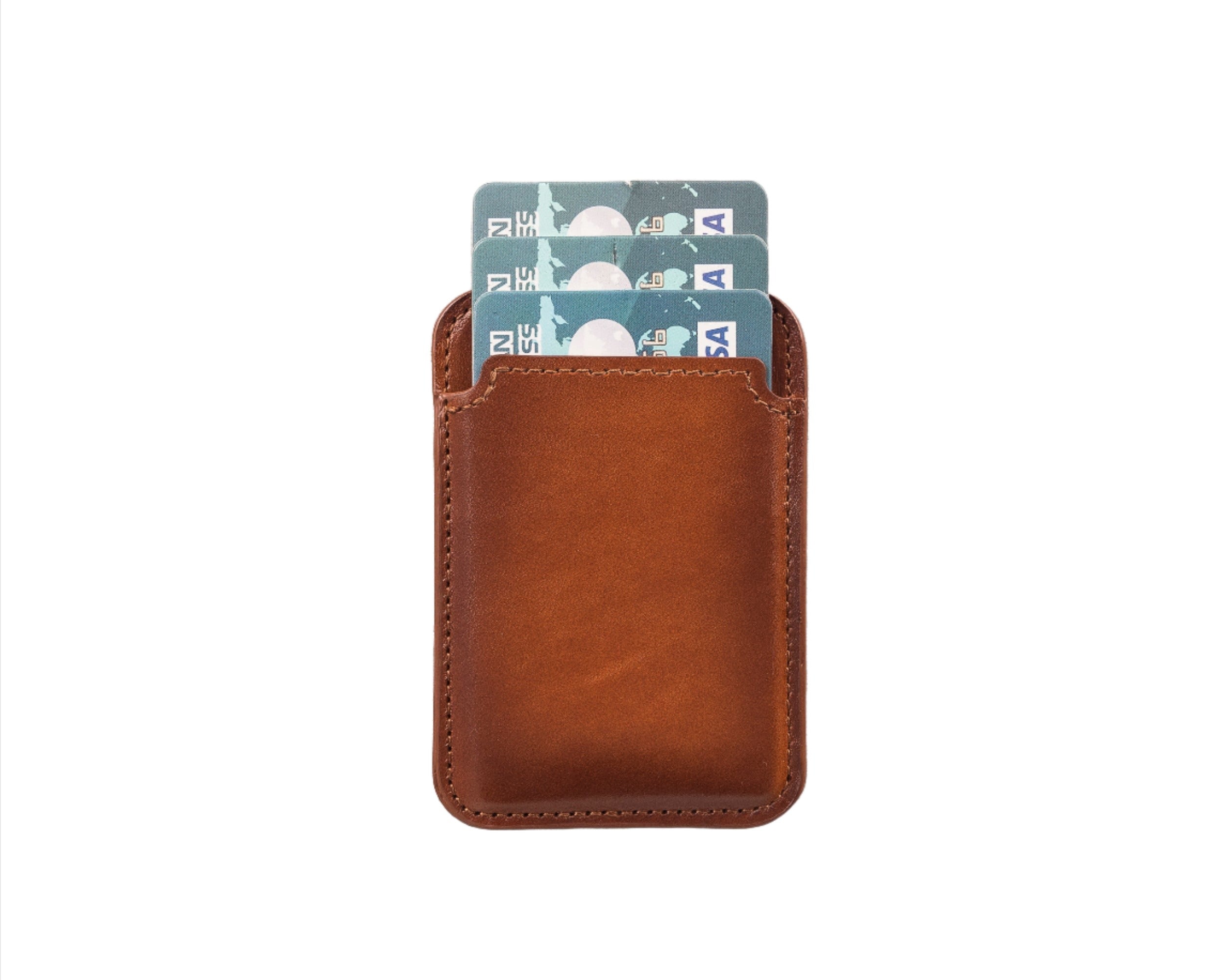 Leather Magnetic Card Holder Wallet for iPhone - O2 Leather