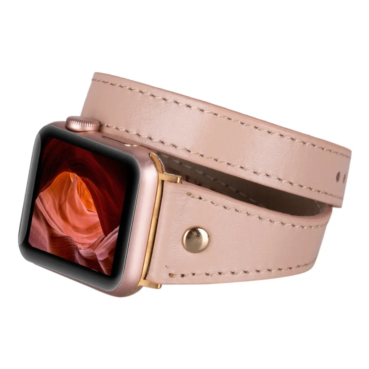 Nude Leather Double Tour Slim Apple Watch Band