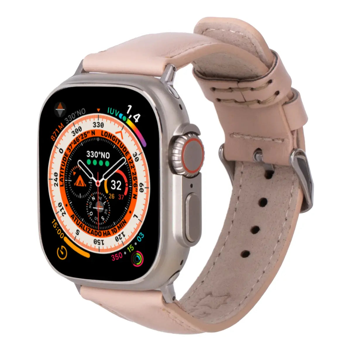 Nude Pink Leather Classic Apple Watch Band