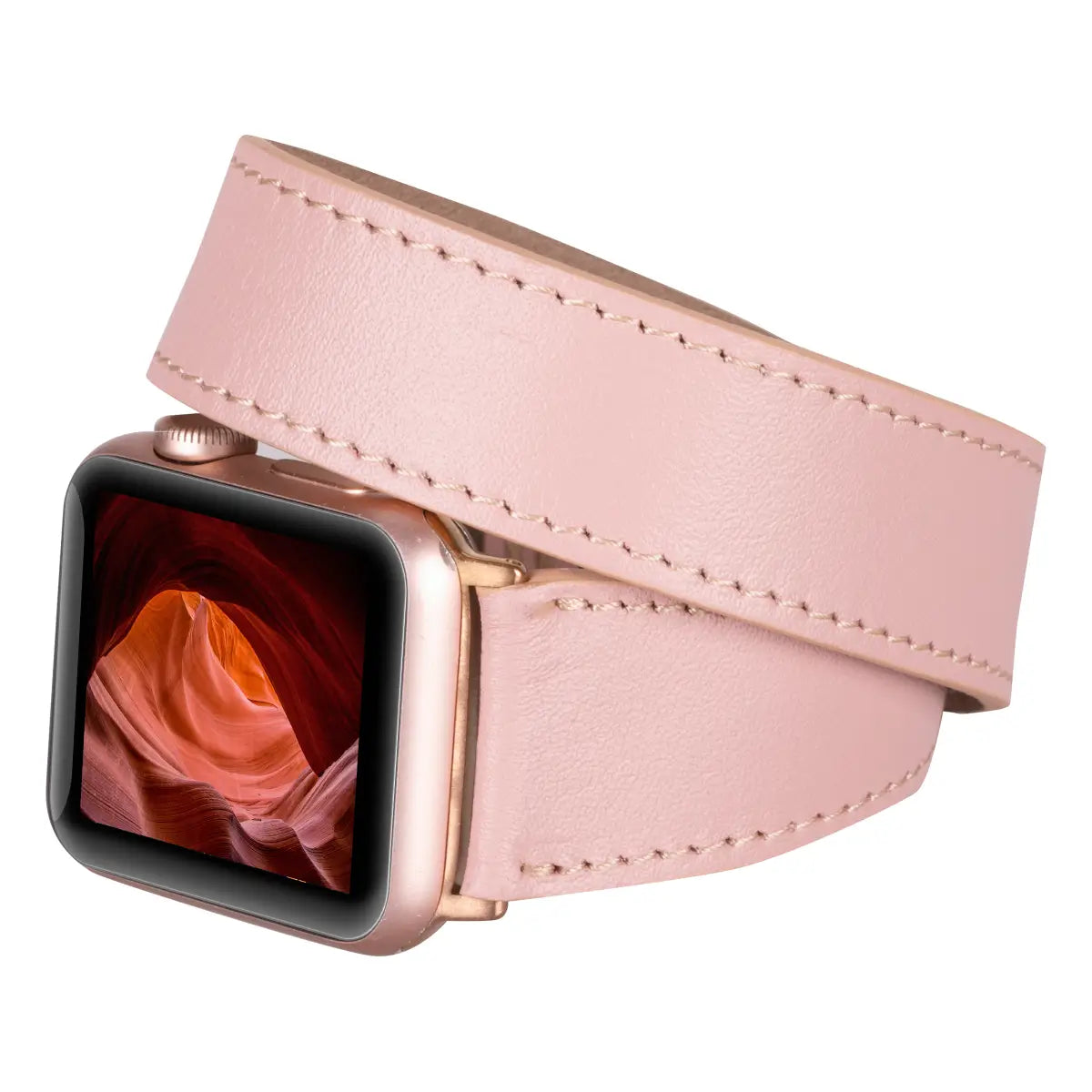 Pink Leather Double Tour Apple Watch Band