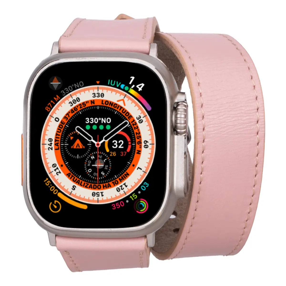 Pink Leather Double Tour Apple Watch Band