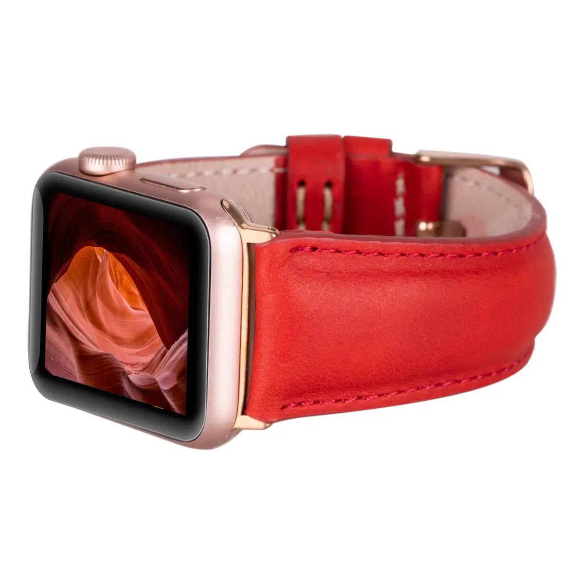 Red Leather Classic Apple Watch Band