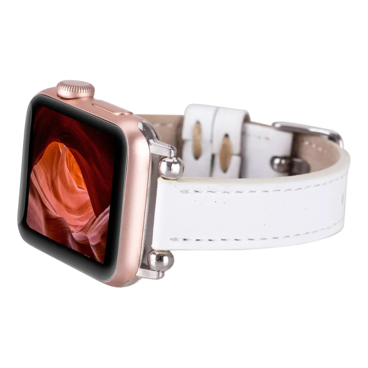 White Leather Ultra Slim Apple Watch Band