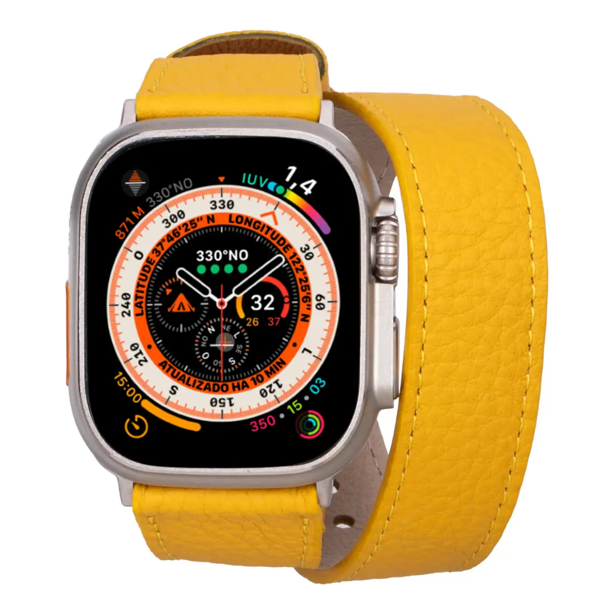 Yellow Leather Double Tour Apple Watch Band