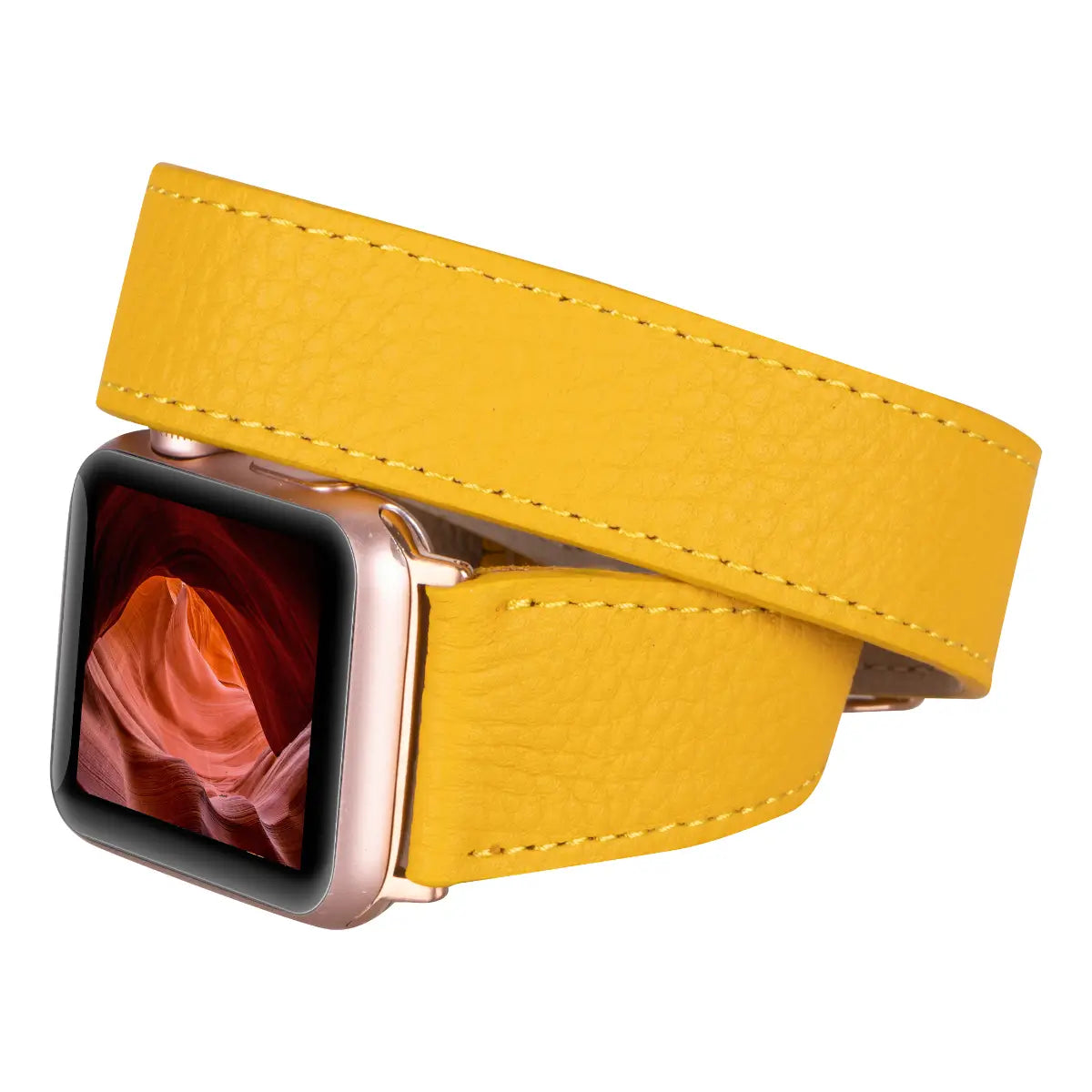 Yellow Leather Double Tour Apple Watch Band