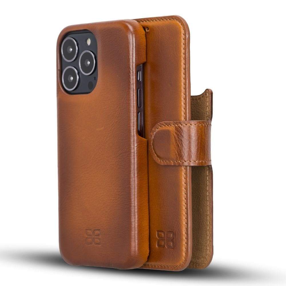 Burnished Tan Leather Magnetic Wallet Case for iPhone 14 Pro (6.1"), Prestige