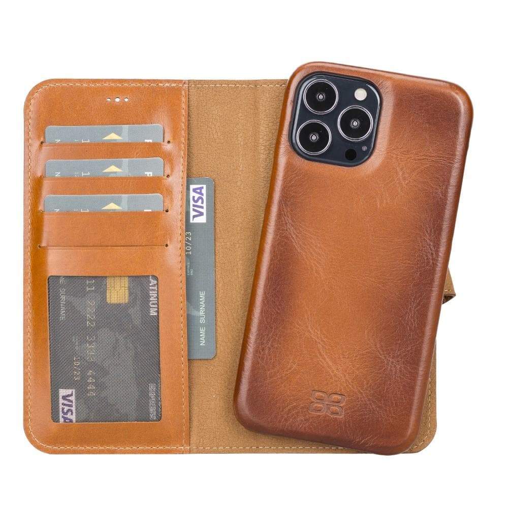 Burnished Tan Leather Magnetic Wallet Case for iPhone 14 Pro (6.1"), Prestige