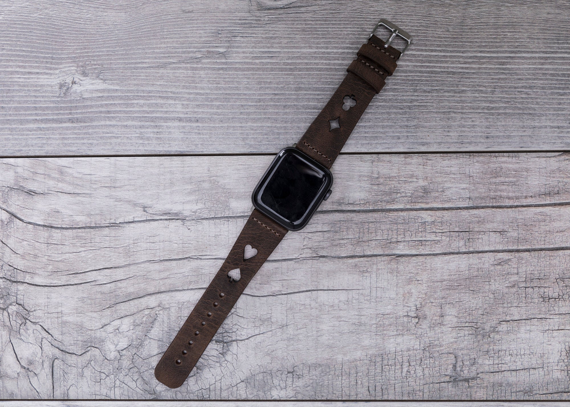 Dark Brown Leather Sport Apple Watch Band (Avesta)