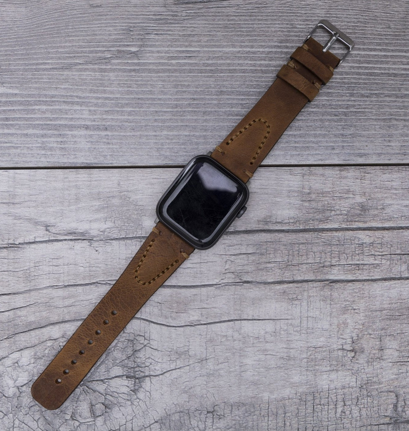 Camel Brown Leather Sport Apple Watch Band (Avila)