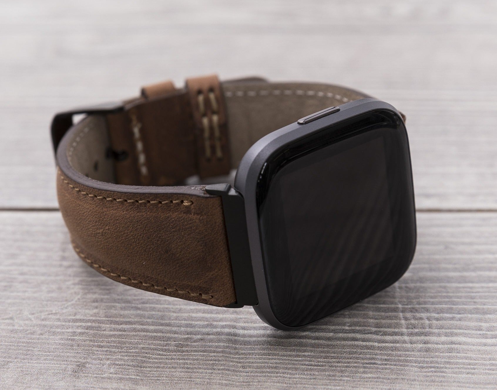 Antic Brown Leather Classic Fitbit Watch Band