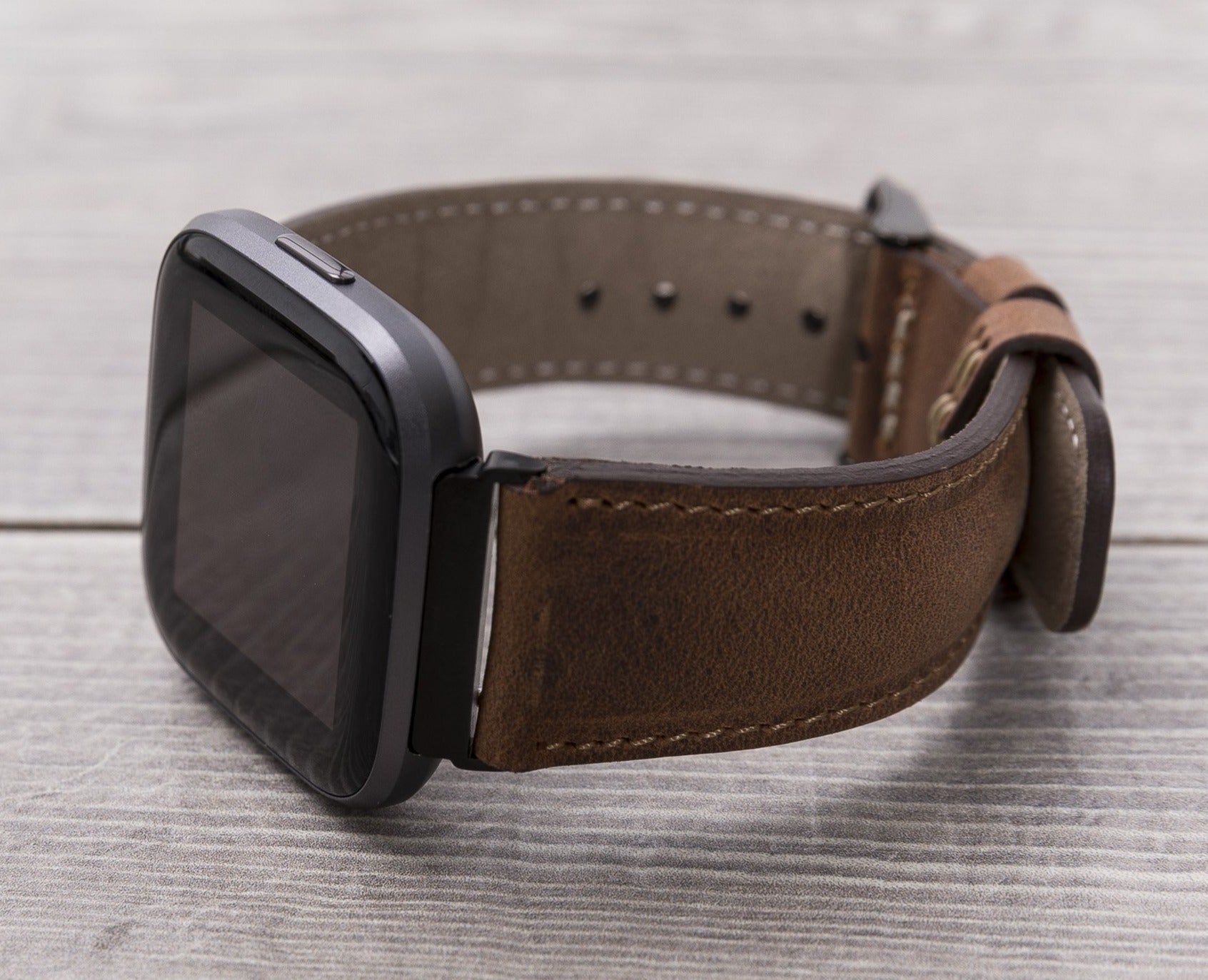 Antic Brown Leather Classic Fitbit Watch Band