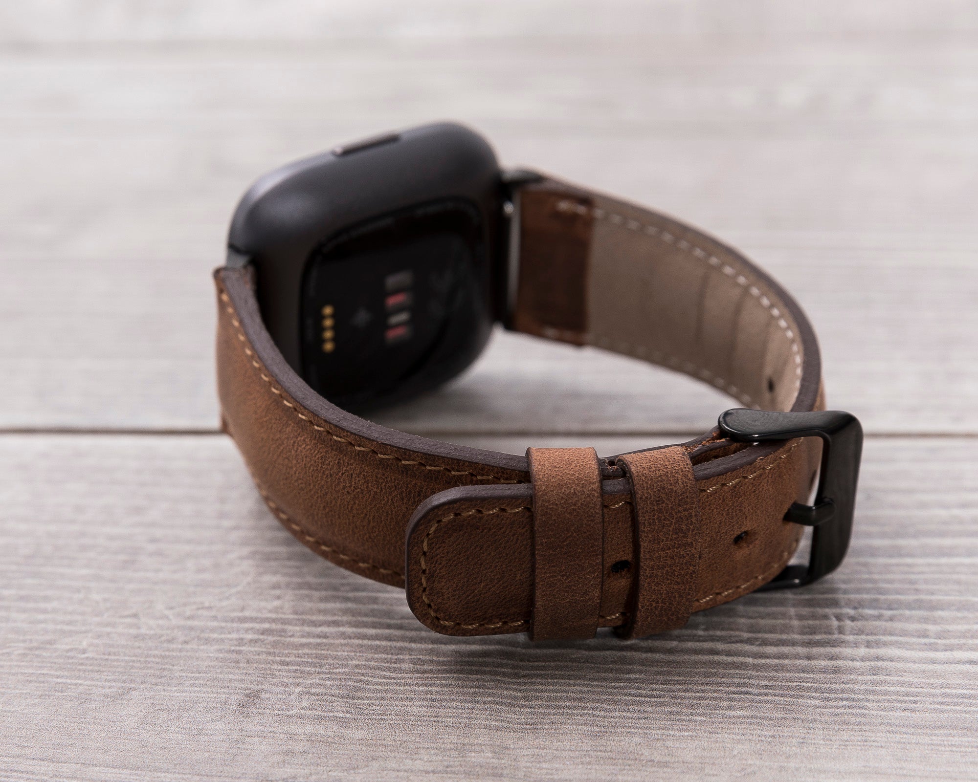 Antic Brown Leather Classic Fitbit Watch Band