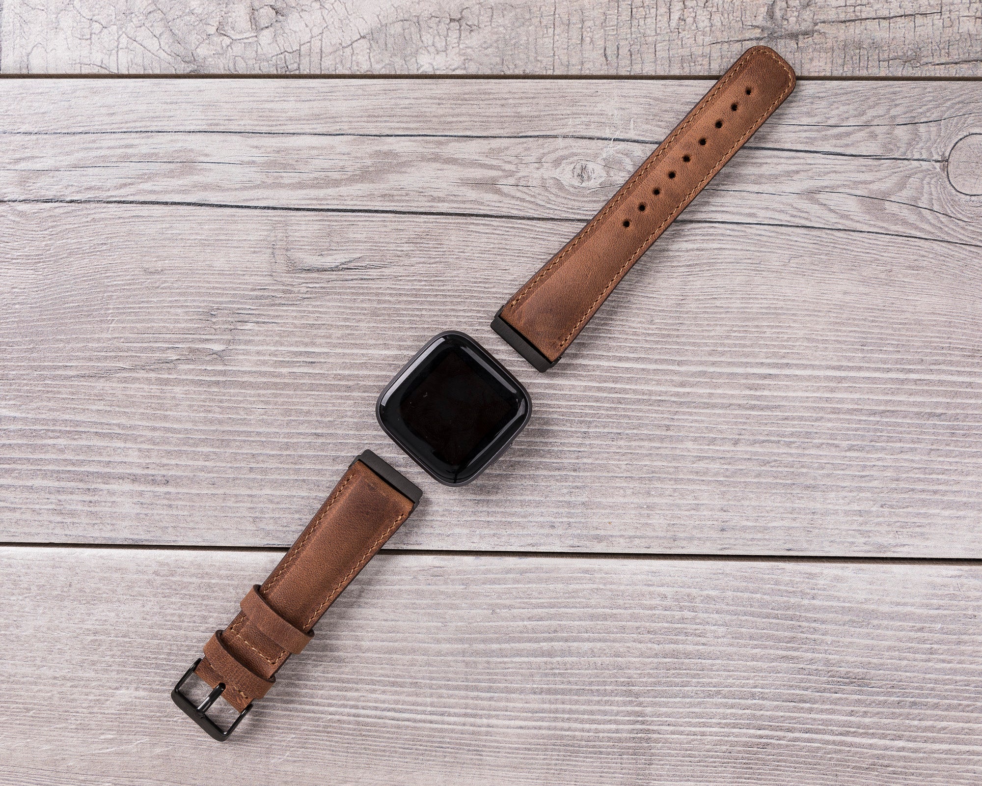 Antic Brown Leather Classic Fitbit Watch Band