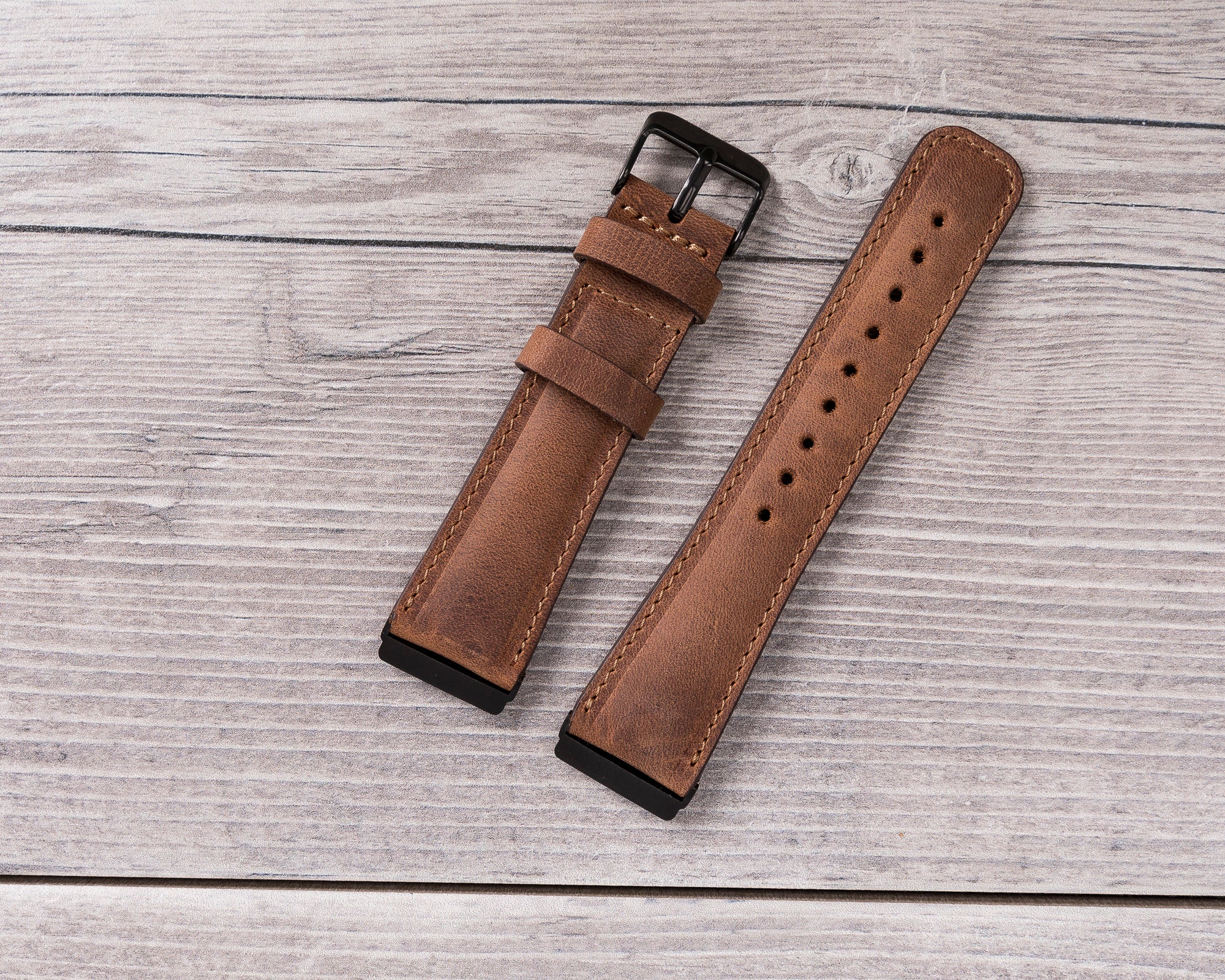 Antic Brown Leather Classic Fitbit Watch Band