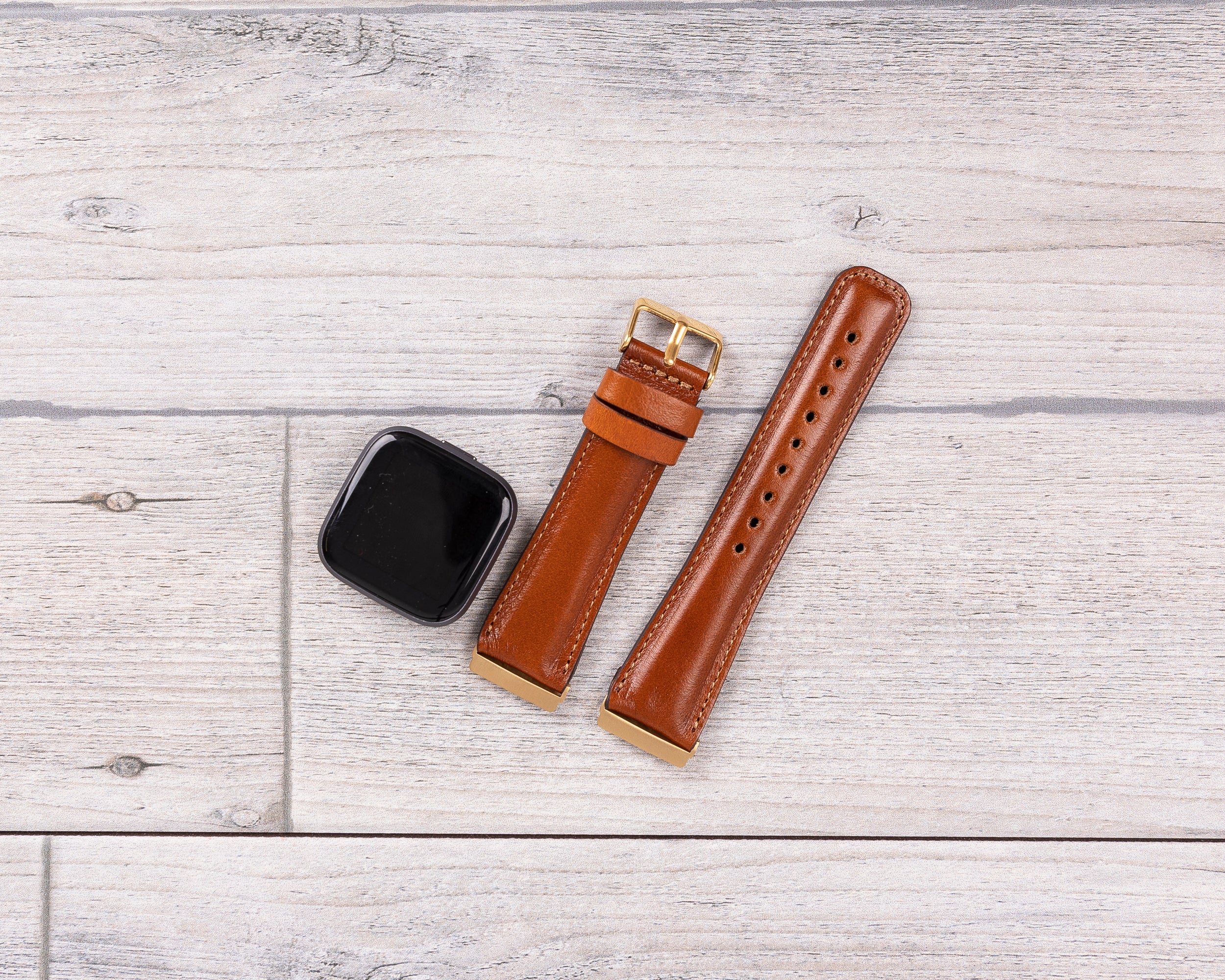 Tan Leather Classic Fitbit Watch Band