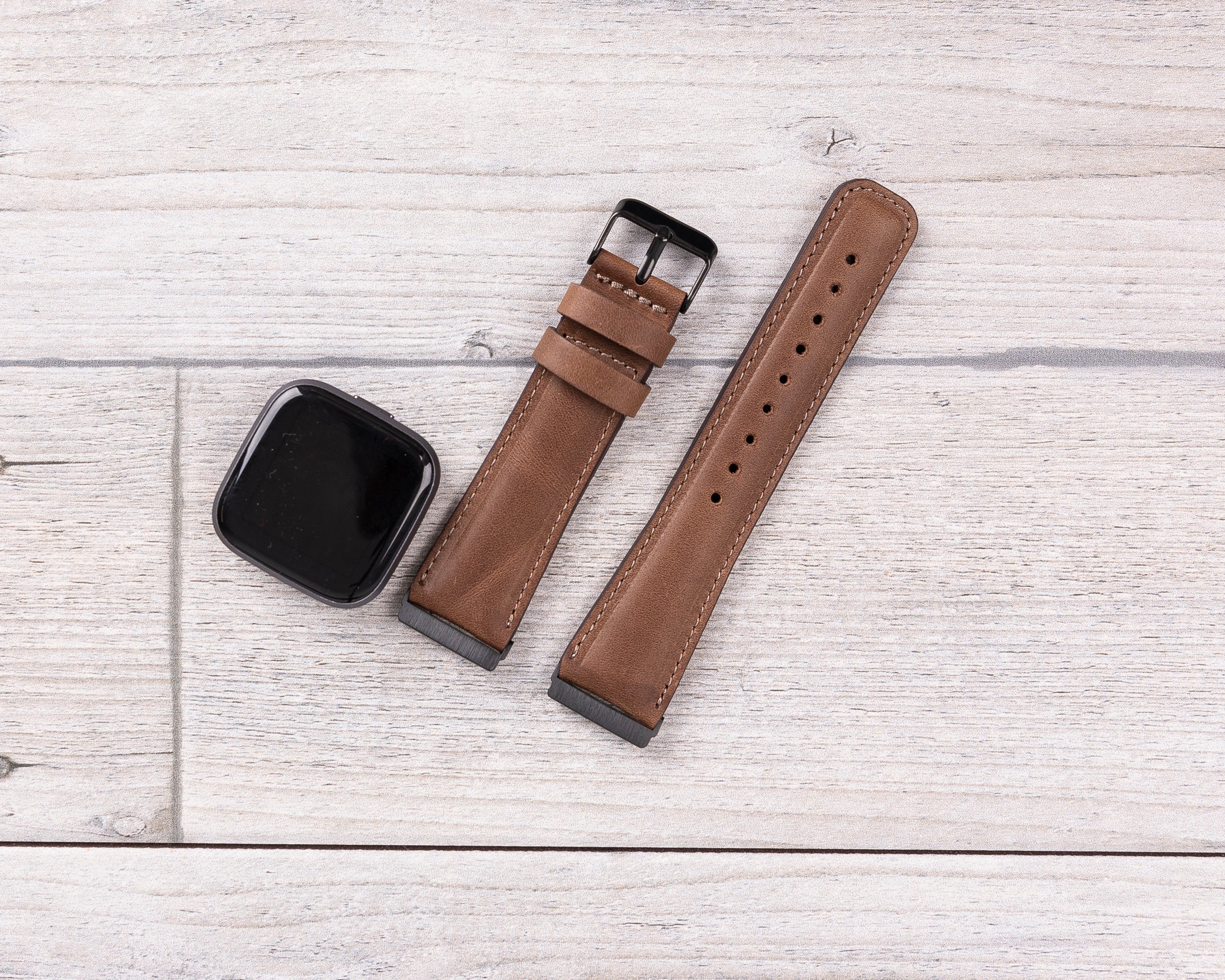 Brown Leather Classic Fitbit Watch Band