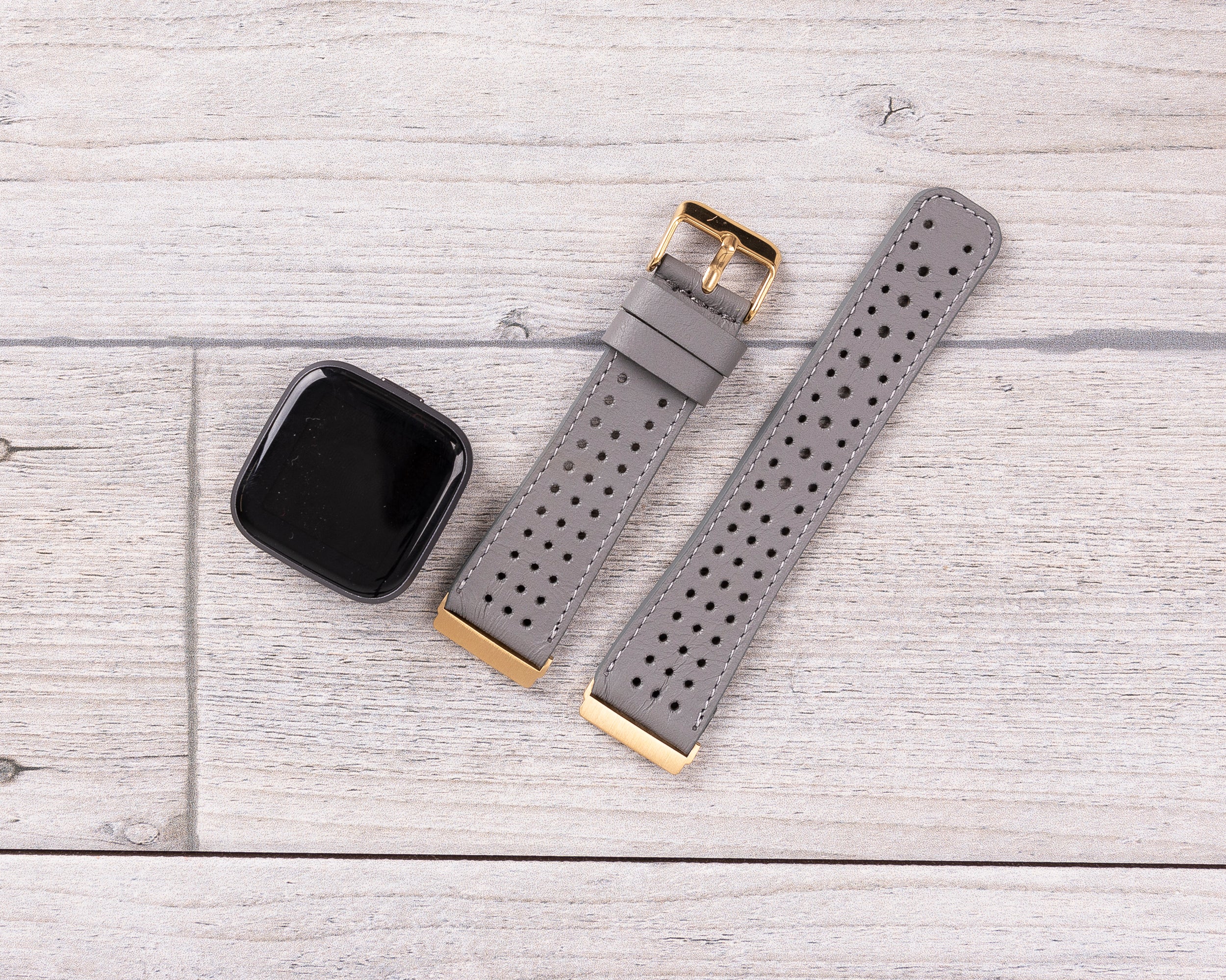 Gray Leather Rally Fitbit Watch Band