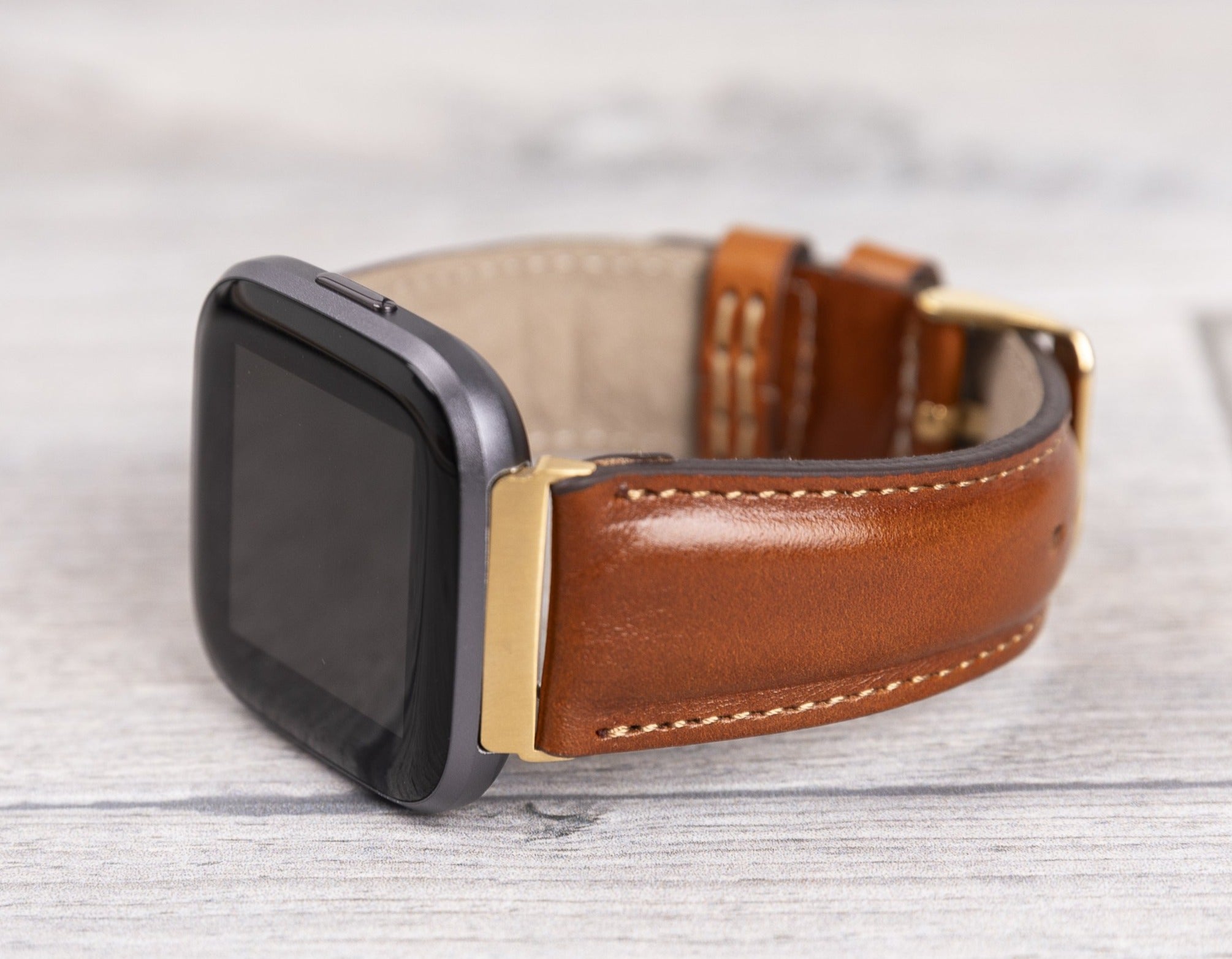 Tan Leather Classic Fitbit Watch Band