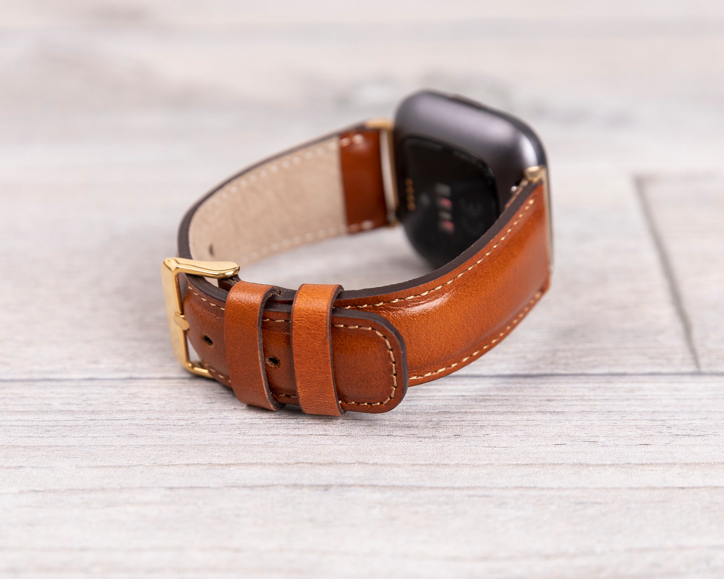 Tan Leather Classic Fitbit Watch Band