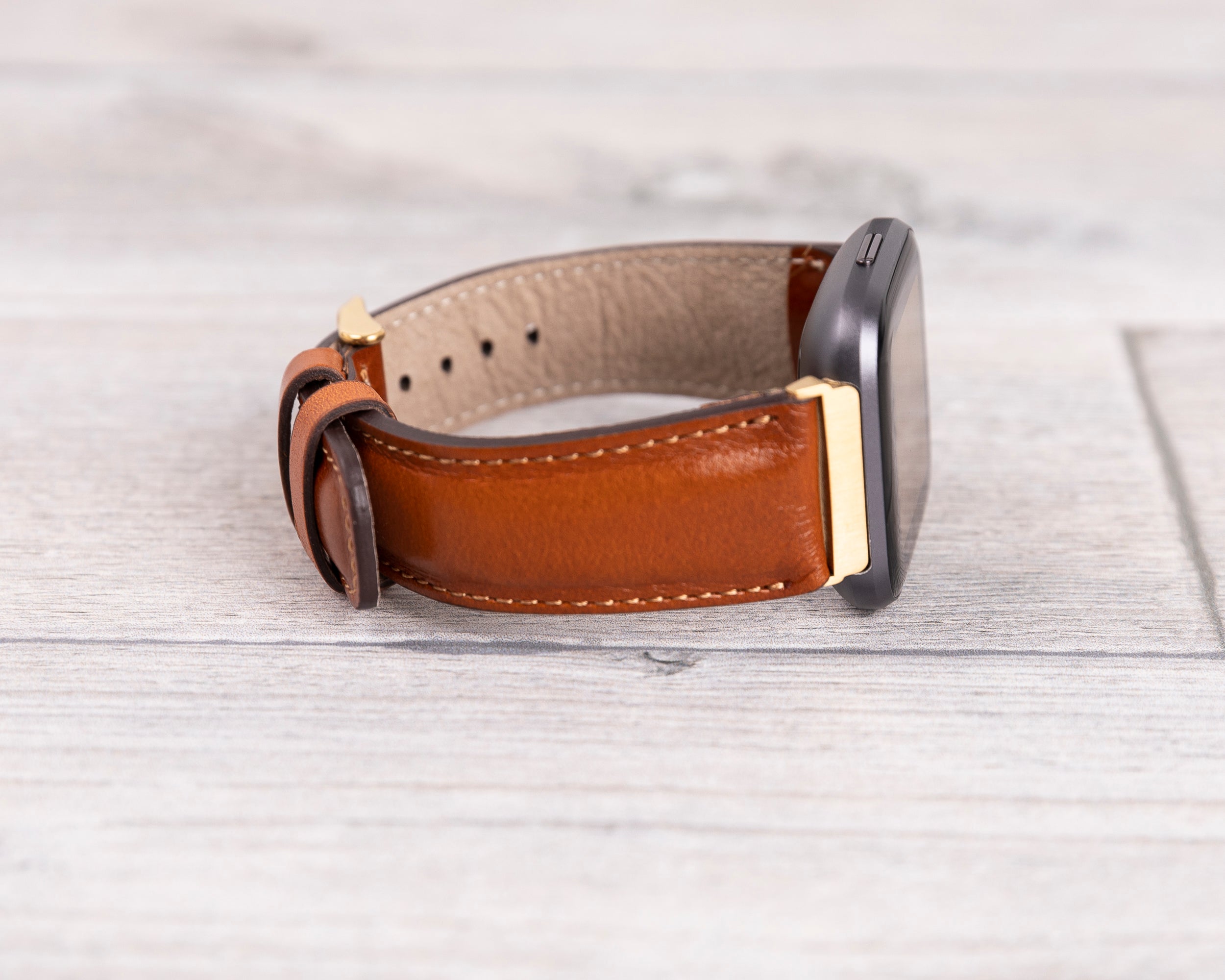 Tan Leather Classic Fitbit Watch Band