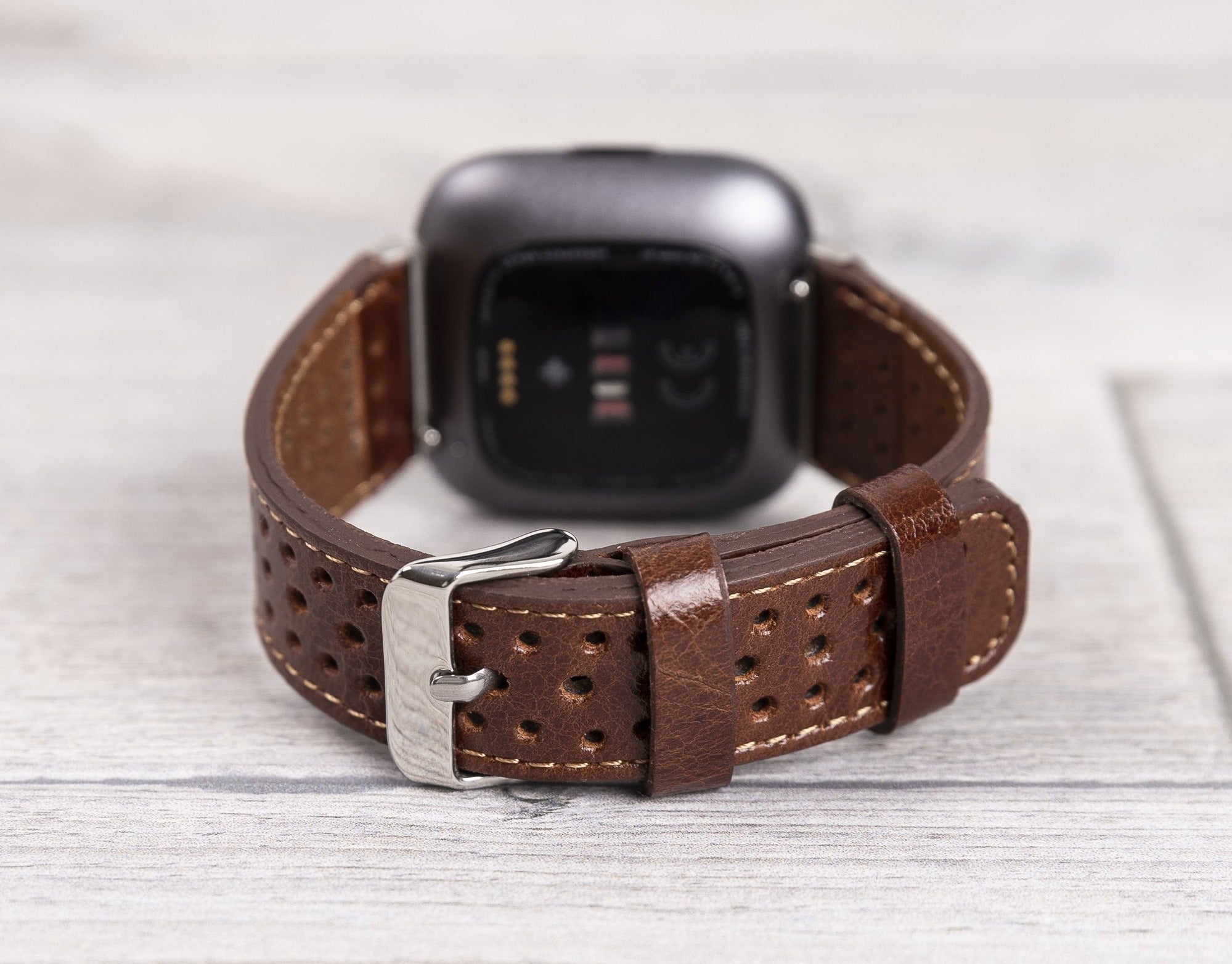 Dark Brown Leather Rally Fitbit Watch Band