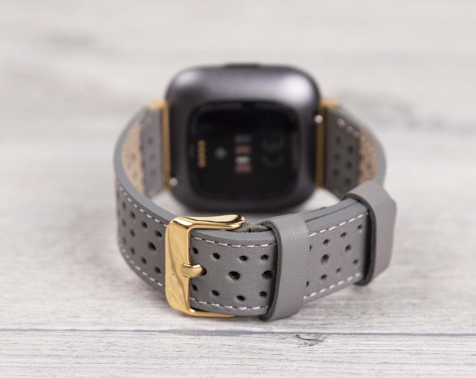 Gray Leather Rally Fitbit Watch Band